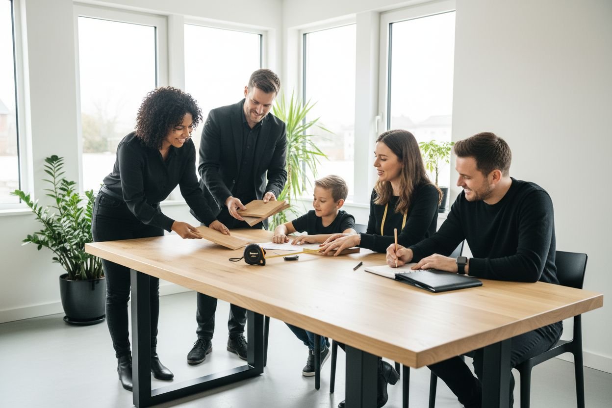 Tisch Metall Holz, moderner Esstisch, Designberatung