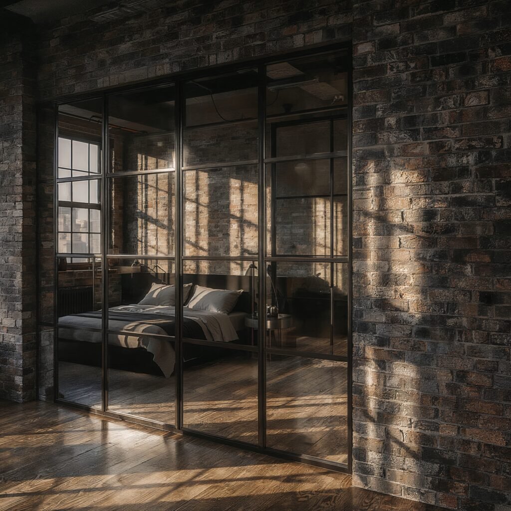 Lofttür mit Spiegelglas im Schlafzimmer4 | Manufakturx.ch 🛠️